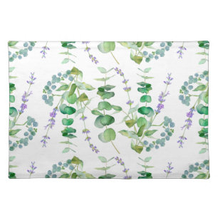 Eucalyptus pattern watercolor cloth placemat