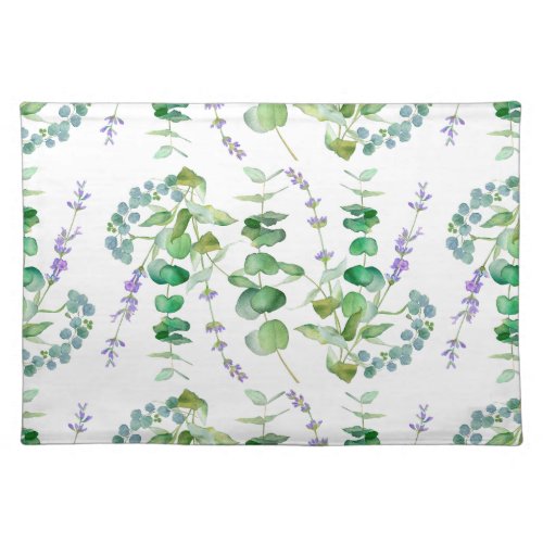 Eucalyptus pattern watercolor  cloth placemat