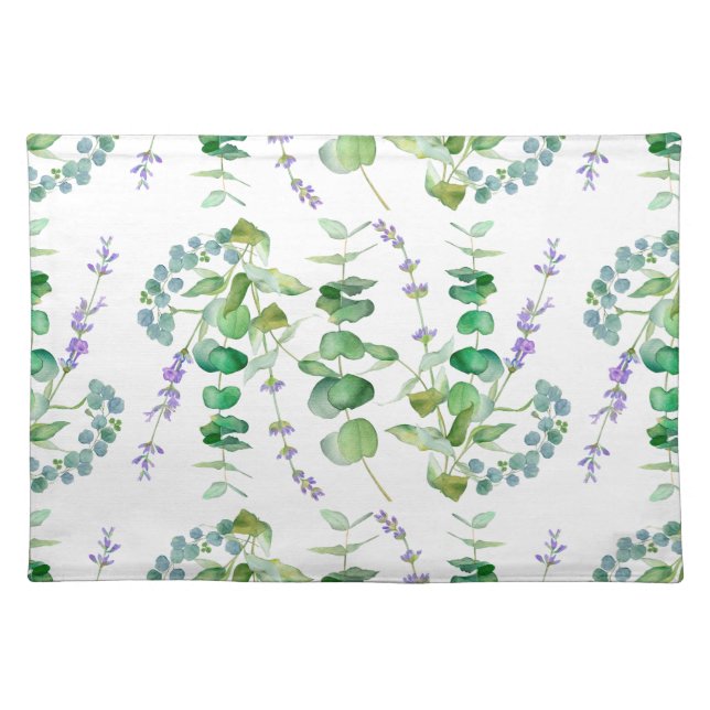 Eucalyptus pattern watercolor  cloth placemat (Front)