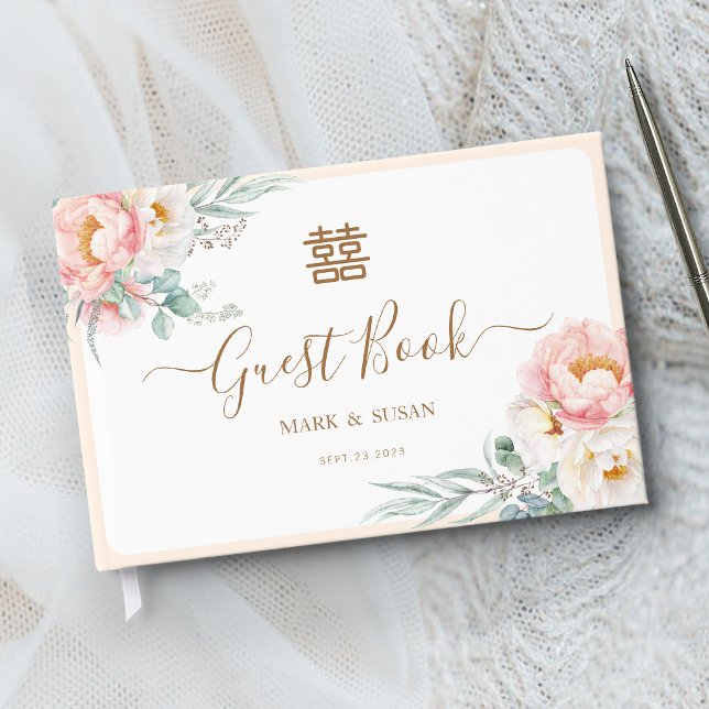 Eucalyptus Peonies Chinese Wedding Guest Book (Creator Uploaded)