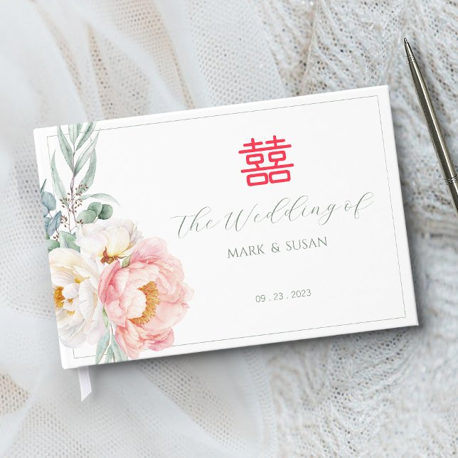 Eucalyptus Peonies Chinese Wedding Guest Book (Creator Uploaded)