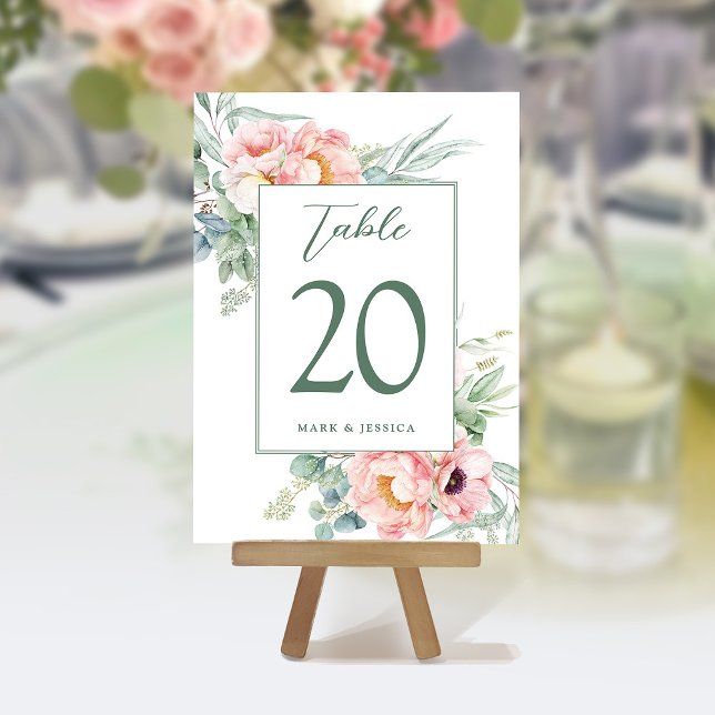 Eucalyptus Peonies Wedding Table Number & Menus (Creator Uploaded)