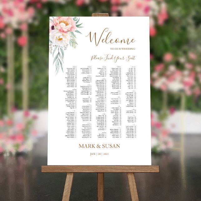 Eucalyptus Peonies Wedding Welcome Seating Chart Foam Board (Creator Uploaded)
