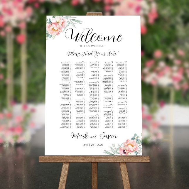 Eucalyptus Peonies Wedding Welcome Seating Chart Foam Board (Creator Uploaded)