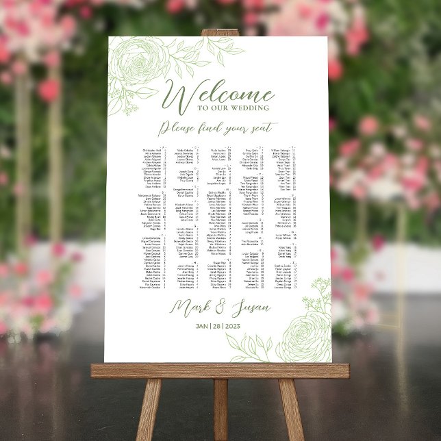 Eucalyptus Peonies Wedding Welcome Seating Chart Foam Board (Creator Uploaded)