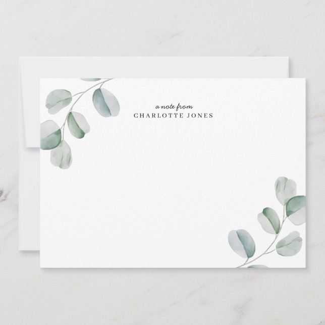 Eucalyptus Personalized Note Card (Front)