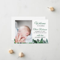 Eucalyptus Photo Baby Birth Announcement Card