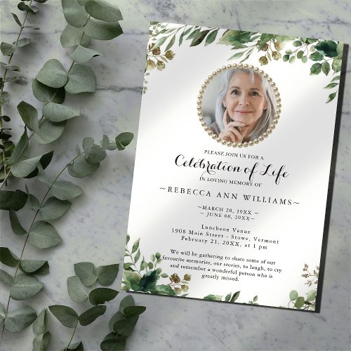 Eucalyptus Photo Celebration of Life Invitation