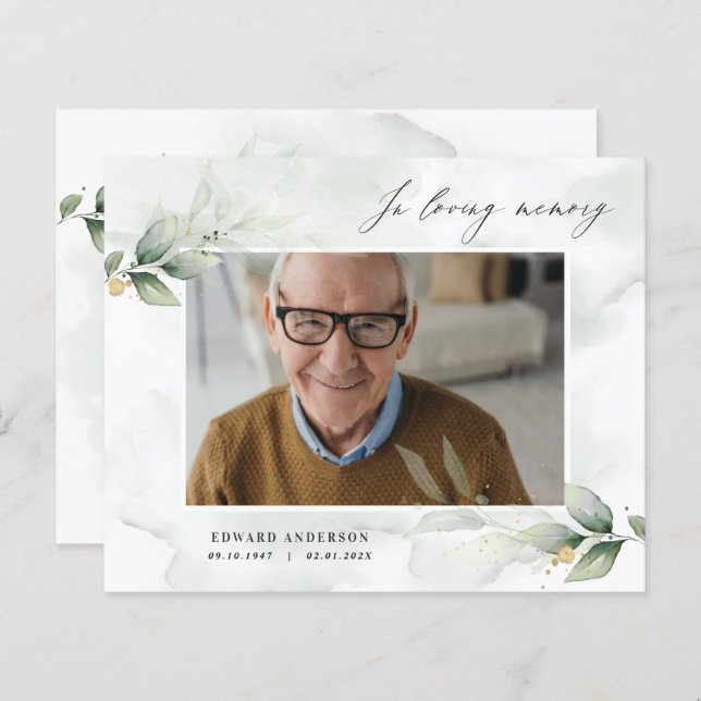 Eucalyptus photo elegant in loving memory funeral (Front/Back)