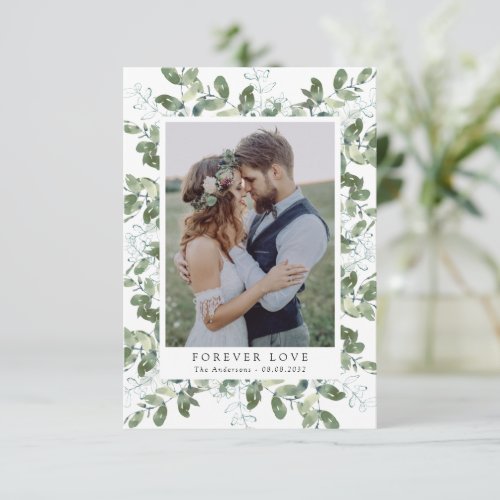 Eucalyptus Photo Frame Wedding Thank You Card