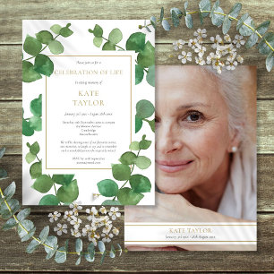 Eucalyptus Photo Funeral Celebration of Life Invitation
