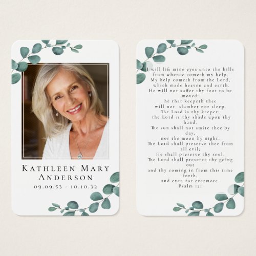 Eucalyptus Photo Funeral Memorial Prayer Card