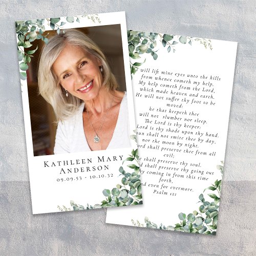 Eucalyptus Photo Funeral Memorial Prayer Card