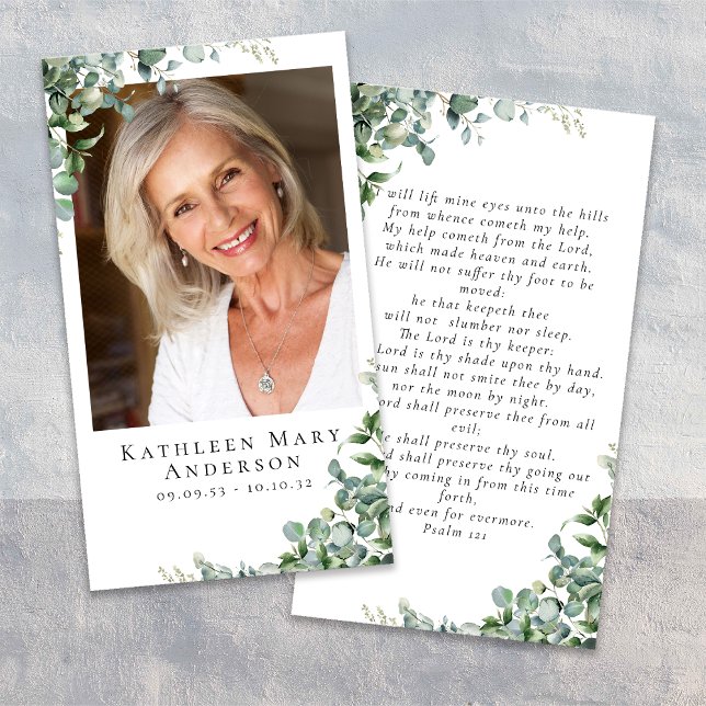 Eucalyptus Photo Funeral Memorial Prayer Card (Creator Uploaded)