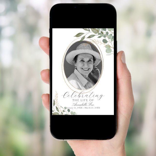 Eucalyptus Photo Funeral Order Of Service Program (Front Digital)
