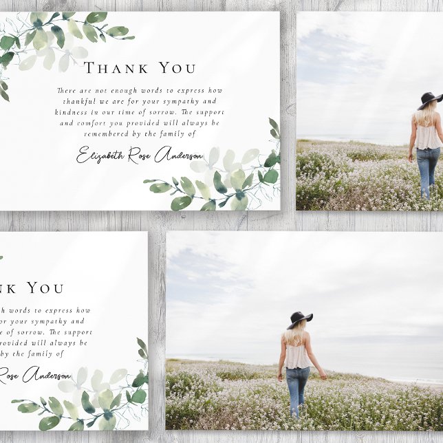 Eucalyptus Photo Funeral Thank You Note Card (Creator Uploaded)