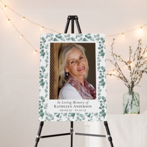 Eucalyptus Photo Funeral Welcome Sign