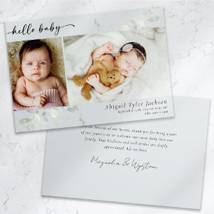 Eucalyptus Photo Hello Baby Thank You Card