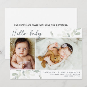Eucalyptus Photo Hello Baby  Thank You Card