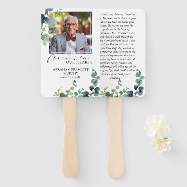 Eucalyptus Photo Memorial  Hand Fan (Front and Back)