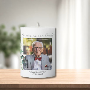 Eucalyptus Photo Memorial Pillar Candle 3"x4"