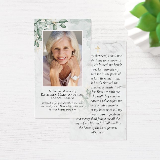 Eucalyptus Photo Memorial Prayer Card (Desk)