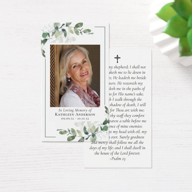Eucalyptus Photo Memorial Prayer Card (Desk)