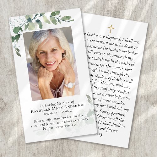 Eucalyptus Photo Memorial Prayer Card