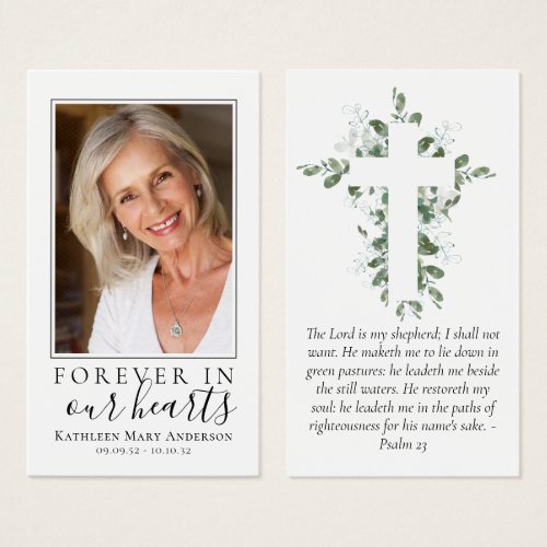 Eucalyptus Photo Memorial Prayer Card