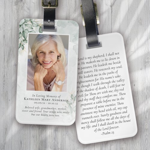 Eucalyptus Photo Memorial Prayer Luggage Tag