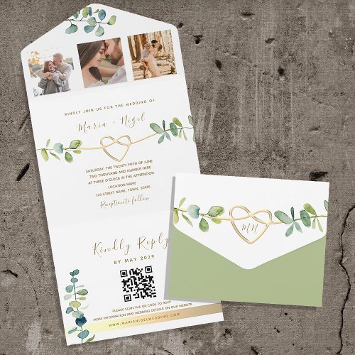 Eucalyptus Photo QR Code Wedding All In One Invitation