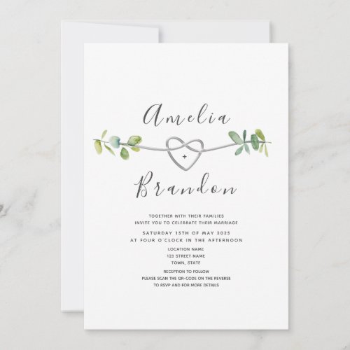 Eucalyptus Photo QR Code Wedding Invitation