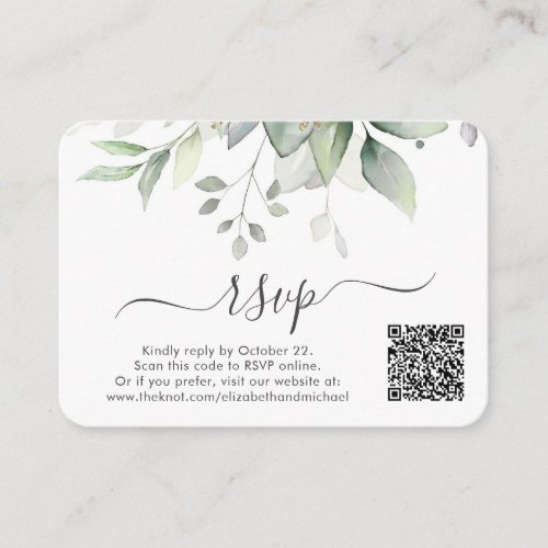  Eucalyptus Photo QR Code Wedding RSVP Enclosure Card