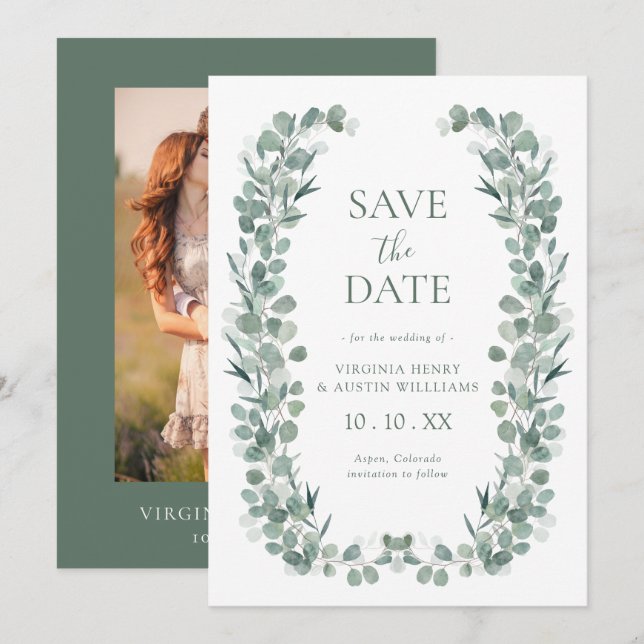 Eucalyptus Photo Save The Date (Front/Back)