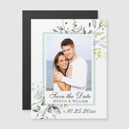 Eucalyptus PHOTO Save the Date Magnetic Card