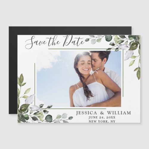 Eucalyptus PHOTO Save the Date Magnetic Card