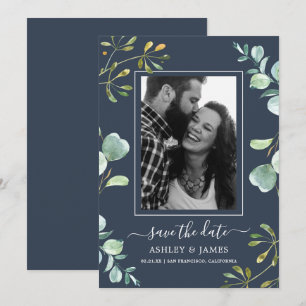 Eucalyptus Photo Save the Date Wedding Invitation