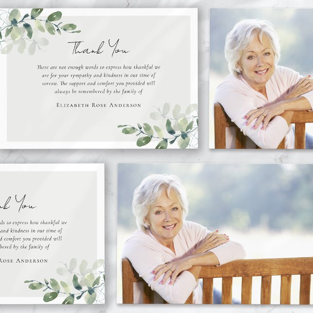 Eucalyptus Photo Sympathy Funeral  Thank You Card (Creator Uploaded)