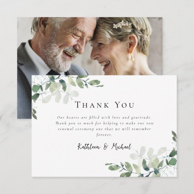 Eucalyptus Photo Vow Renewal  Thank You Card (Front/Back)