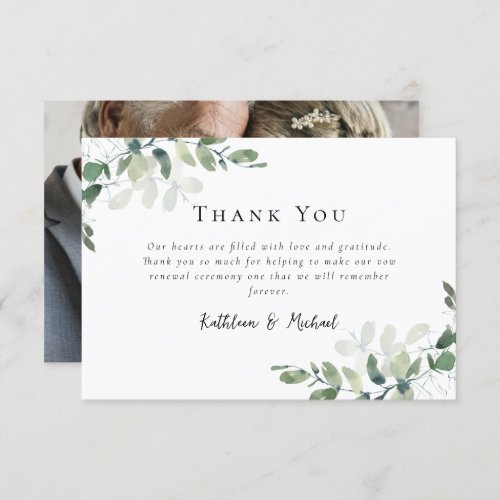 Eucalyptus Photo Vow Renewal  Thank You Card