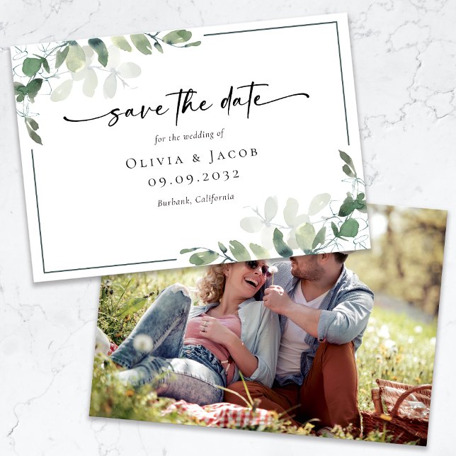 Eucalyptus Photo Wedding Save The Date (Creator Uploaded)