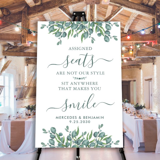 Eucalyptus Pick A Seat Personalized Wedding Foam Board (Creator Uploaded)