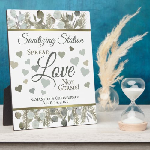 Eucalyptus  Pine Sanitizing Station Wedding Plaque