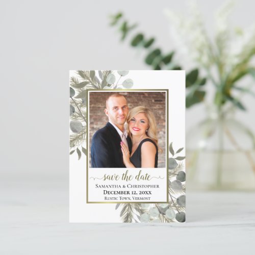 Eucalyptus  Pine Wedding Save the Date Photo Announcement Postcard