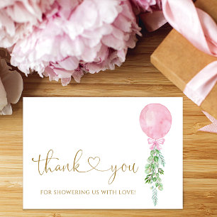 Eucalyptus Pink Balloon Thank You Card