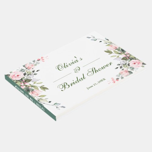 Eucalyptus  Pink Blush Roses Bridal Shower Guest Book