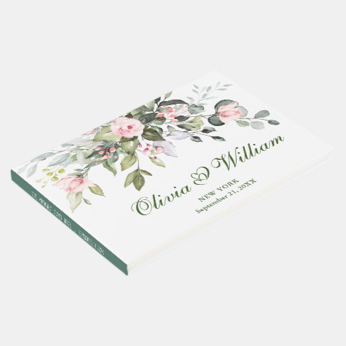 Eucalyptus  Pink Blush Roses Wedding Guest Book