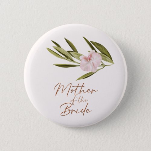 Eucalyptus Pink Orchid Wedding Mother of the Bride Button