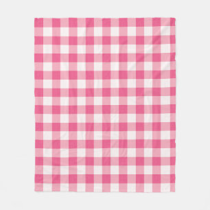 Eucalyptus Pink & White Gingham Check Fleece Blanket
