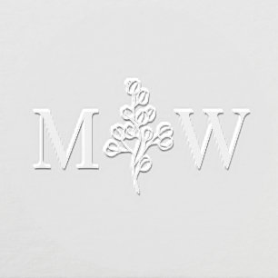Eucalyptus Plant Couple Wedding 2 Initial Monogram Embosser